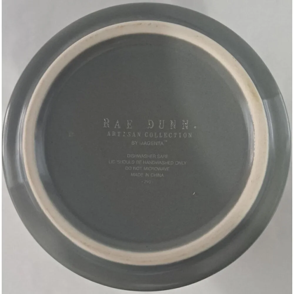 Rae Dunn Light Gray Ceramic BBQ Container Wooden Lid